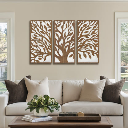 Madison Park Birch Botanical Two-tone 3-piece Wood Panel Wall Decor Set