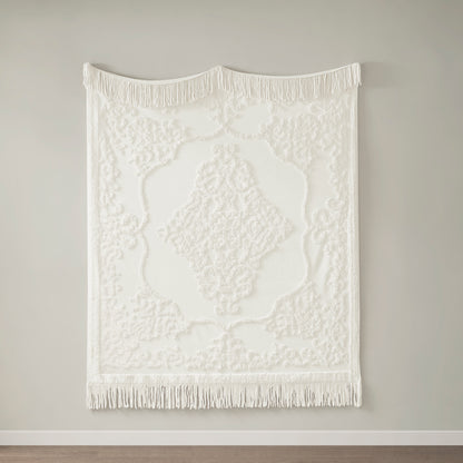 Madison Park 100% Cotton Tufted Chenille Lightweight Throw With Fringe Tassel 50" x 60"