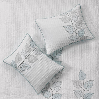 Madison Park 6 Piece Embroidered Quilt Set with Throw Pillows