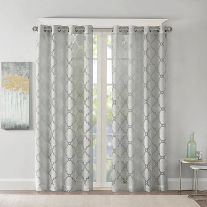 Madison Park Fretwork Burnout Sheer Curtain Panel