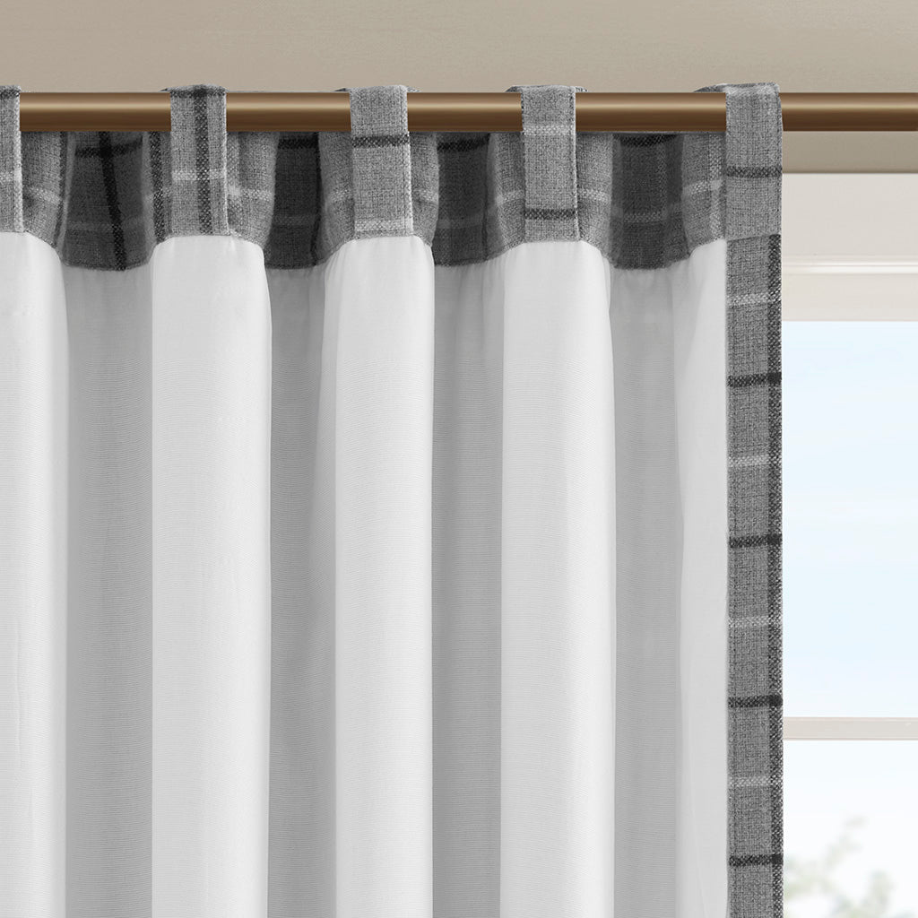 Madison Park Plaid Rod Pocket and Back Tab Curtain Panel with Fleece Lining