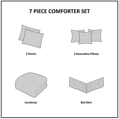 Madison Park 7 Piece Printed Cotton Twill Comforter Set