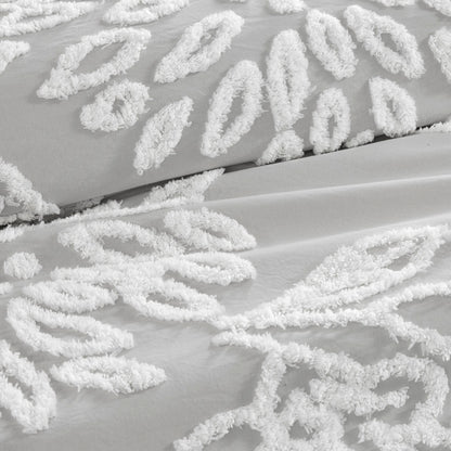 Madison Park 3 Piece Tufted Cotton Chenille Floral Duvet Cover Set