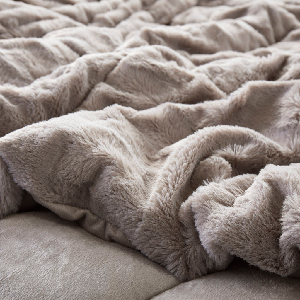 Madison Park Solid Faux Fur Comforter Mini Set