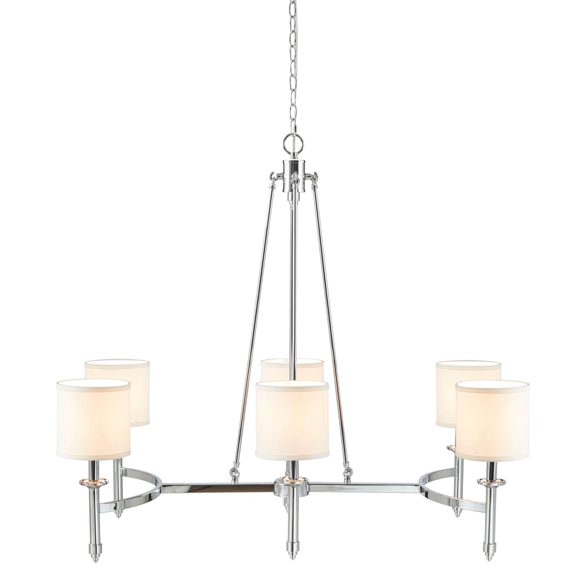 Hampton Hill 6-light Chandelier with Fabric Drum Shades