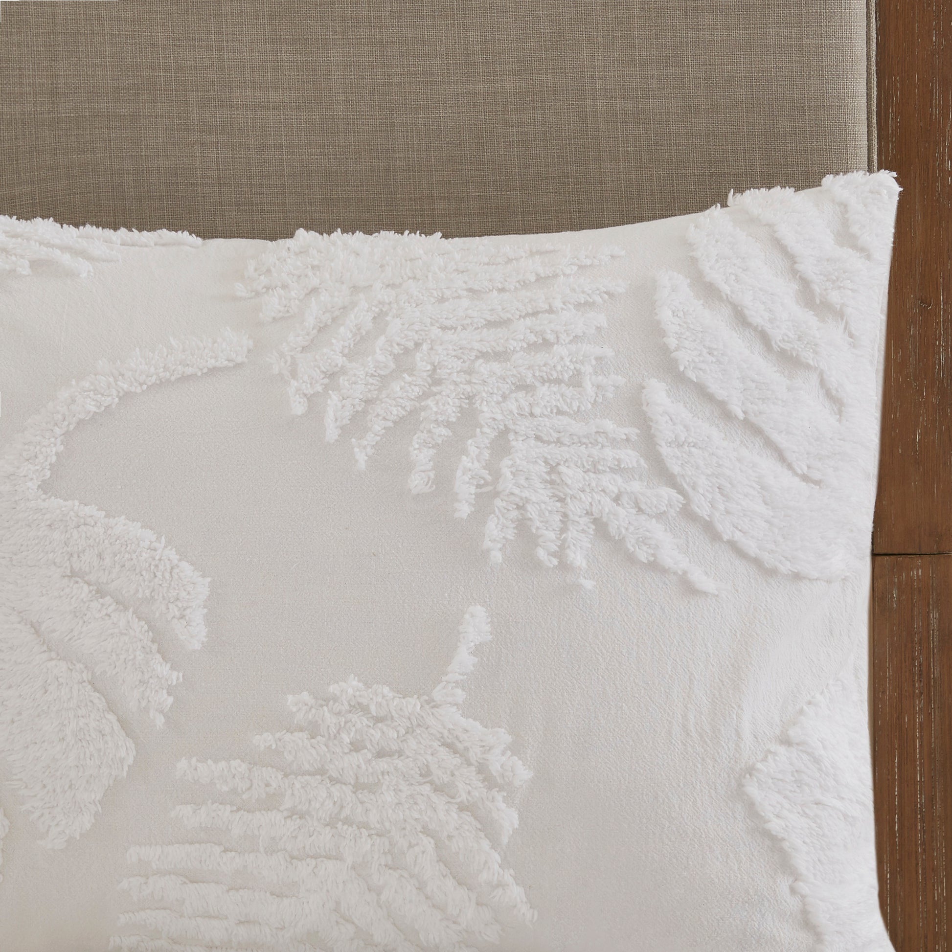 Madison Park 3 Piece Tufted Cotton Chenille Palm Duvet Cover Set