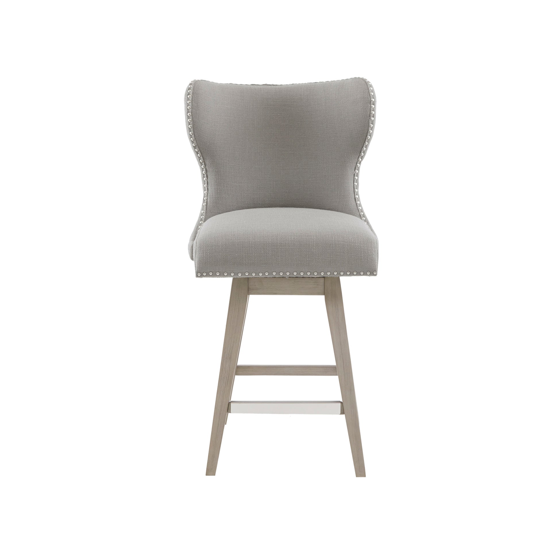 Madison Park High Wingback Button Tufted Upholstered 27" Swivel Counter Stool with Nailhead Accent