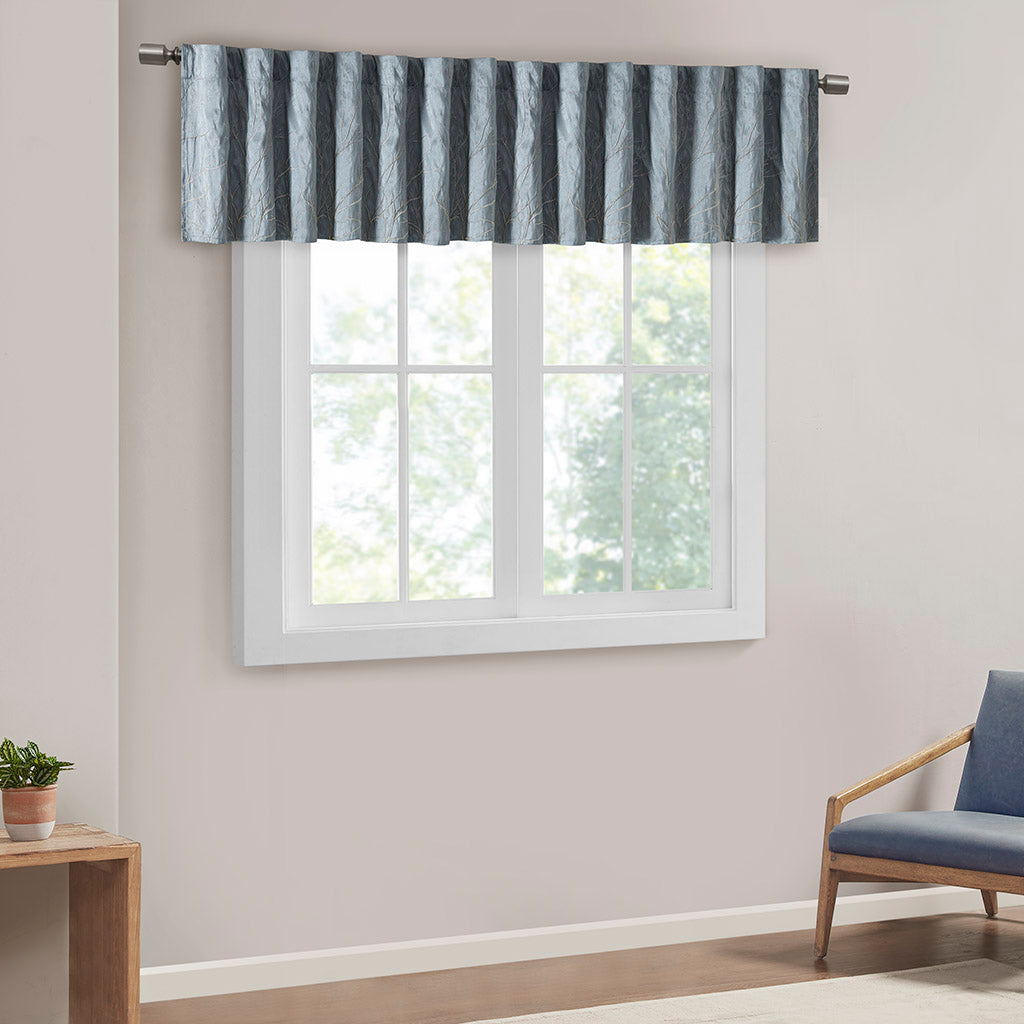 Madison Park Faux Silk Embroidered Window Valance