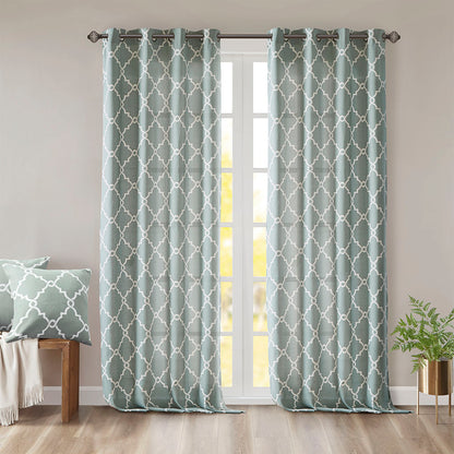 Madison Park Fretwork Print Grommet Top Window Curtain Panel