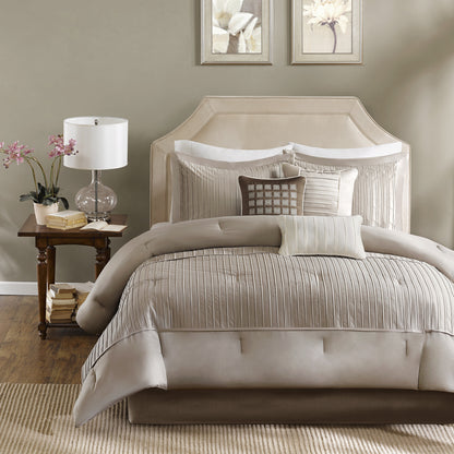 Madison Park 7 Piece Polyester Charmeuse Comforter Set