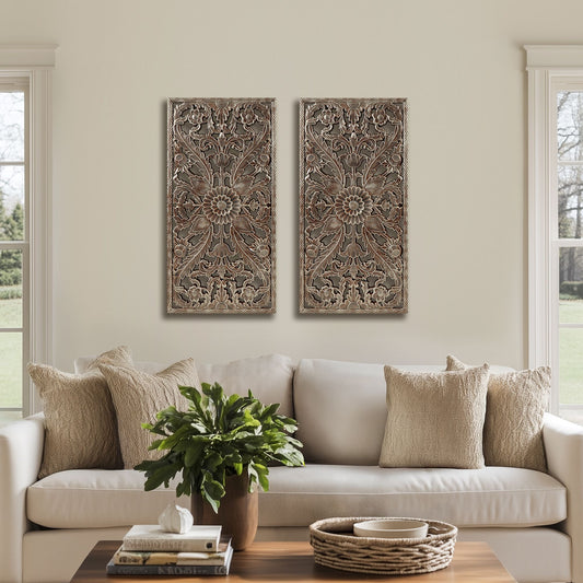Madison Park Distressed Carved Wood 2-piece Wall Decor Set