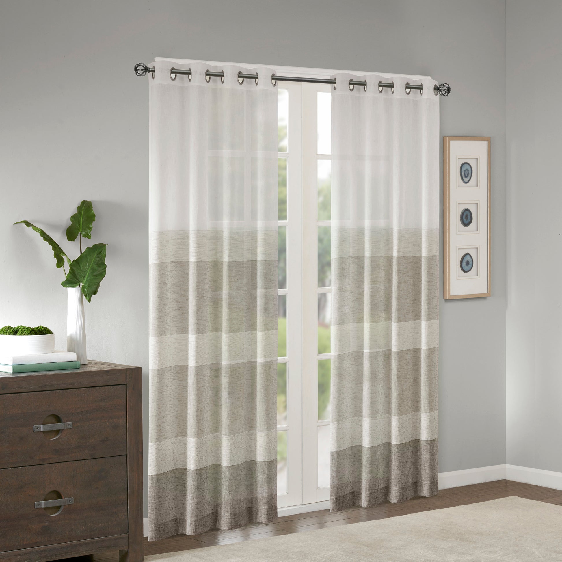Madison Park Woven Faux Linen Striped Window Sheer