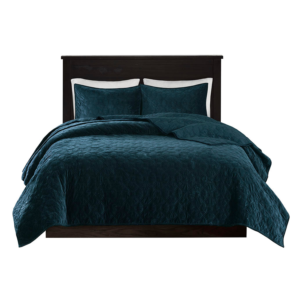 Madison Park 3 Piece Velvet Quilt Set