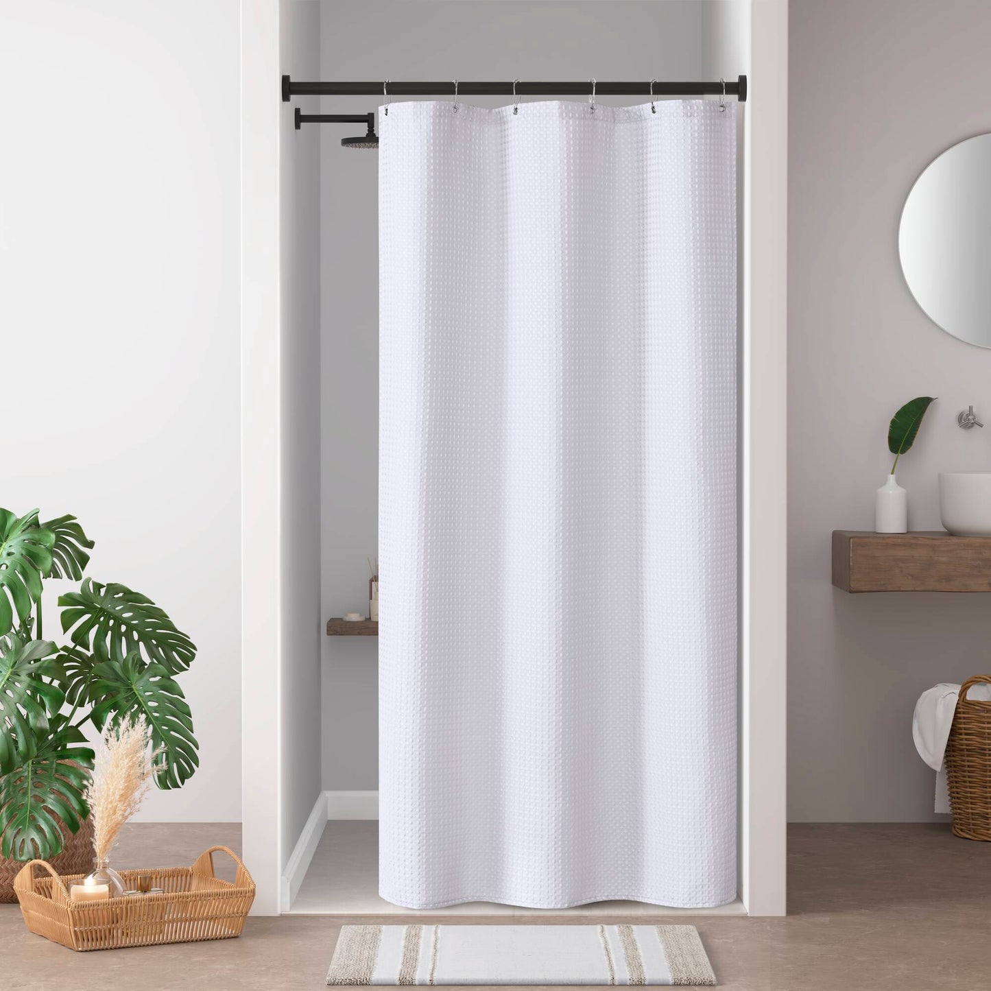 Madison Park Waffle Shower Curtain