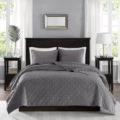 Madison Park 3 Piece Velvet Quilt Set