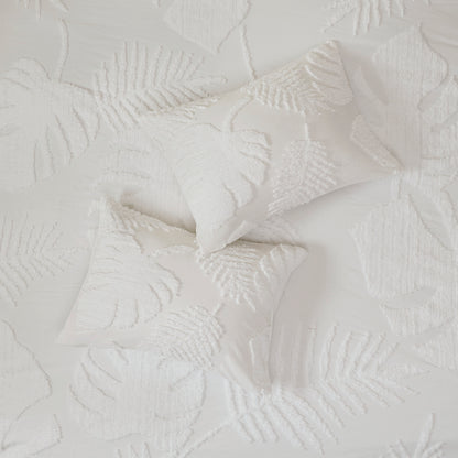 Madison Park 3 Piece Tufted Cotton Chenille Palm Duvet Cover Set
