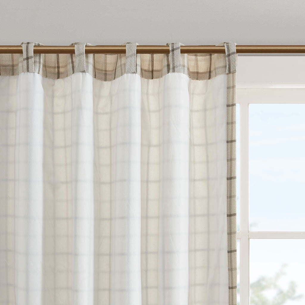 Madison Park Plaid Rod Pocket and Back Tab Curtain Panel with Fleece Lining