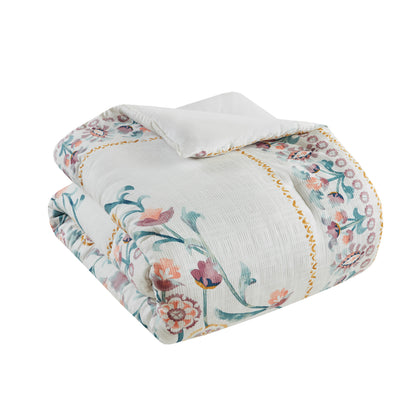 Madison Park 4 Piece Floral Comforter Set with Throw Pillow