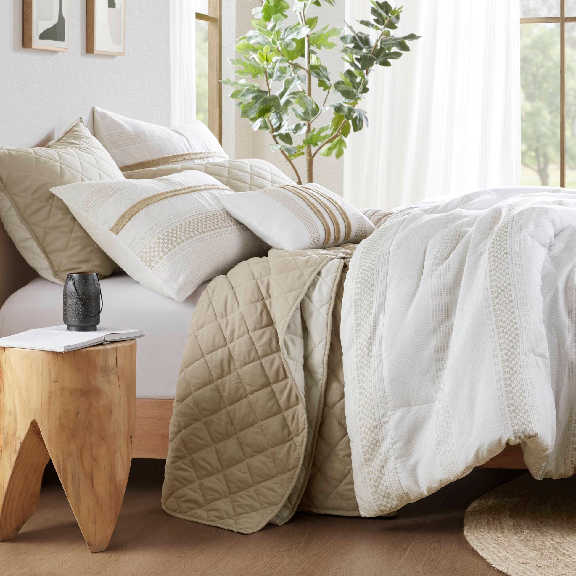 Madison Park 7 Piece Stripe Comforter and Quilt Set