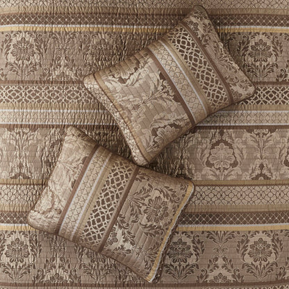 Madison Park 6 Piece Jacquard Quilt Set with Throw Pillows