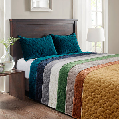 Madison Park 3 Piece Velvet Quilt Set