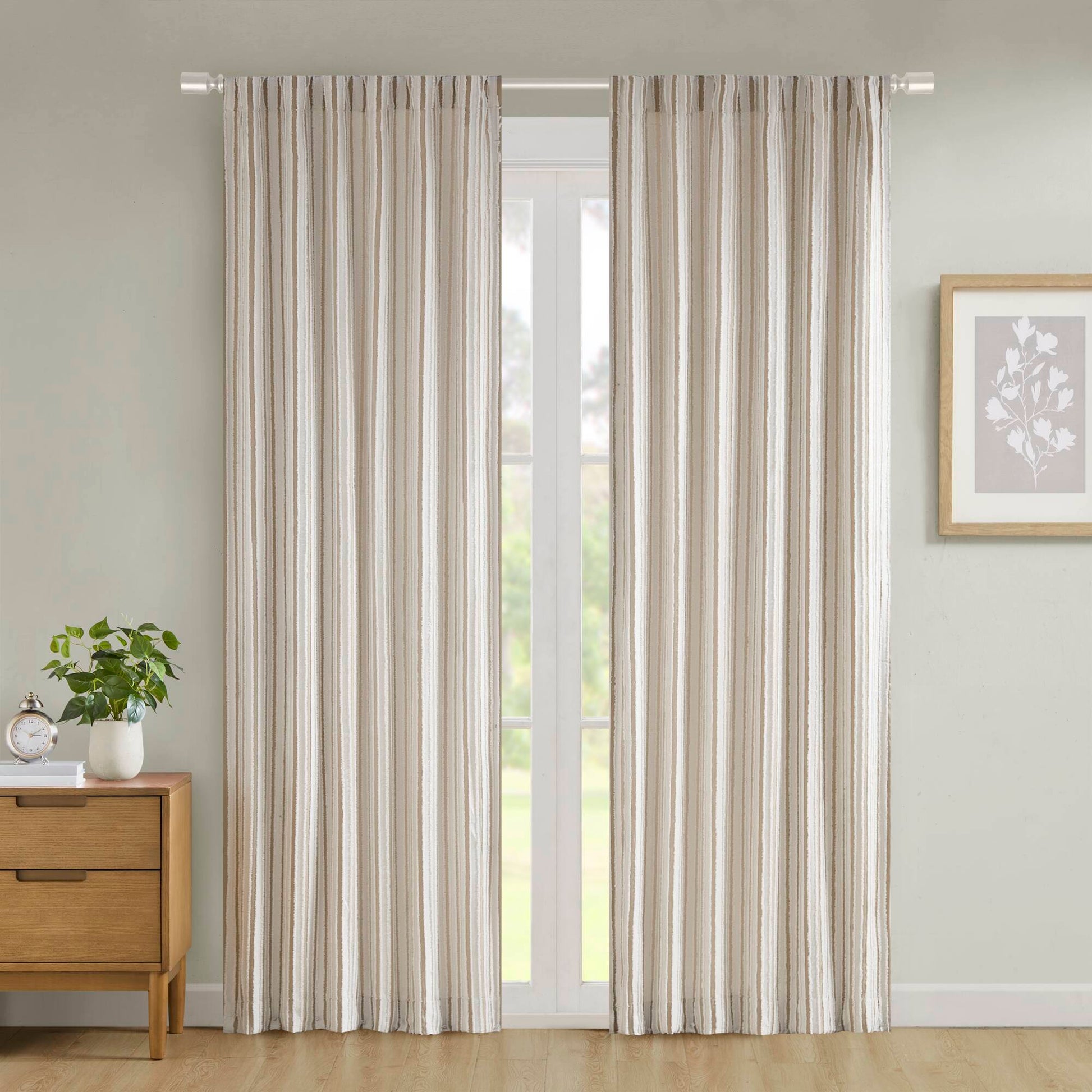 Madison Park Clipped Jacquard Light Filtering Rod Pocket/Back Tab Single Curtain Panel