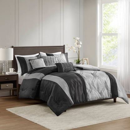 Madison Park 6 Piece Jacquard Comforter Set with Throw Pillows