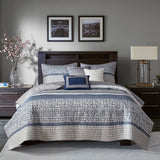 Rhapsody 6-Piece Reversible Jacquard Quilt Set with Throw Pillows