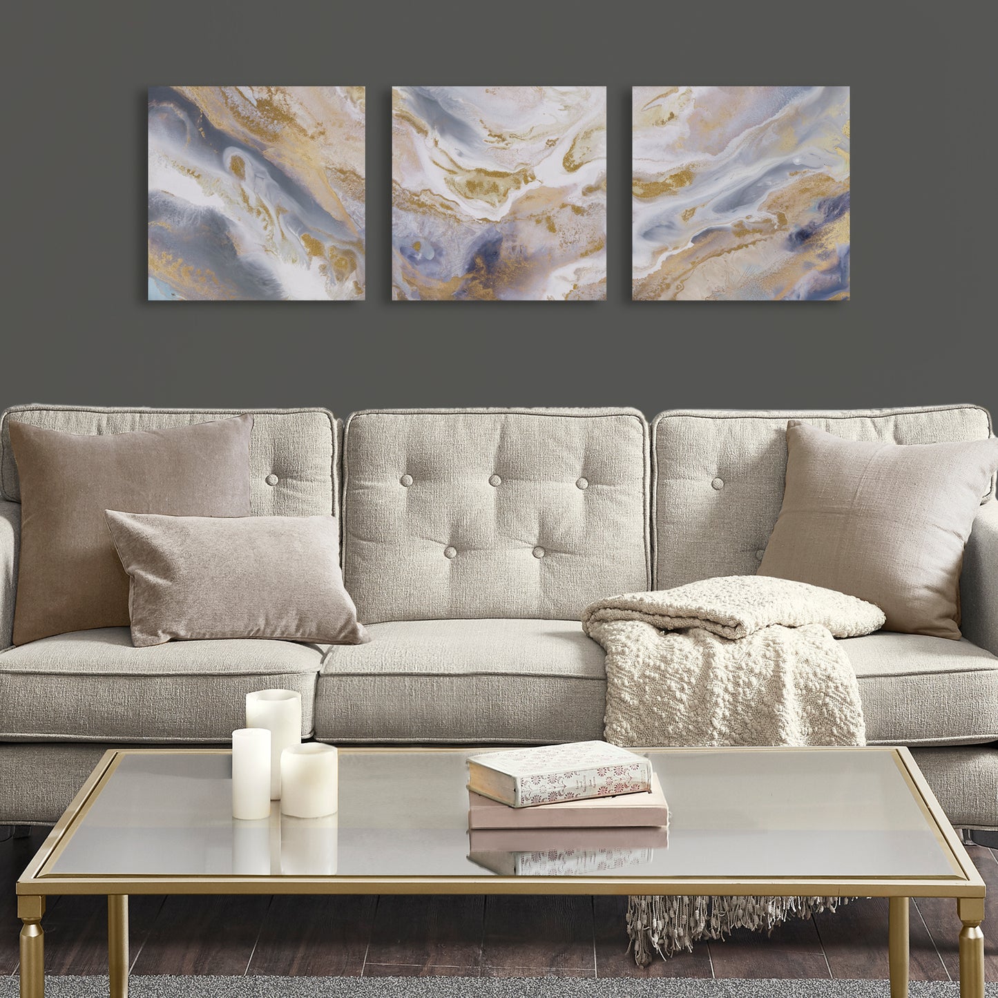 Madison Park Glitter and Gold Foil Abstract Triptych 3-piece Canvas Wall Art Set