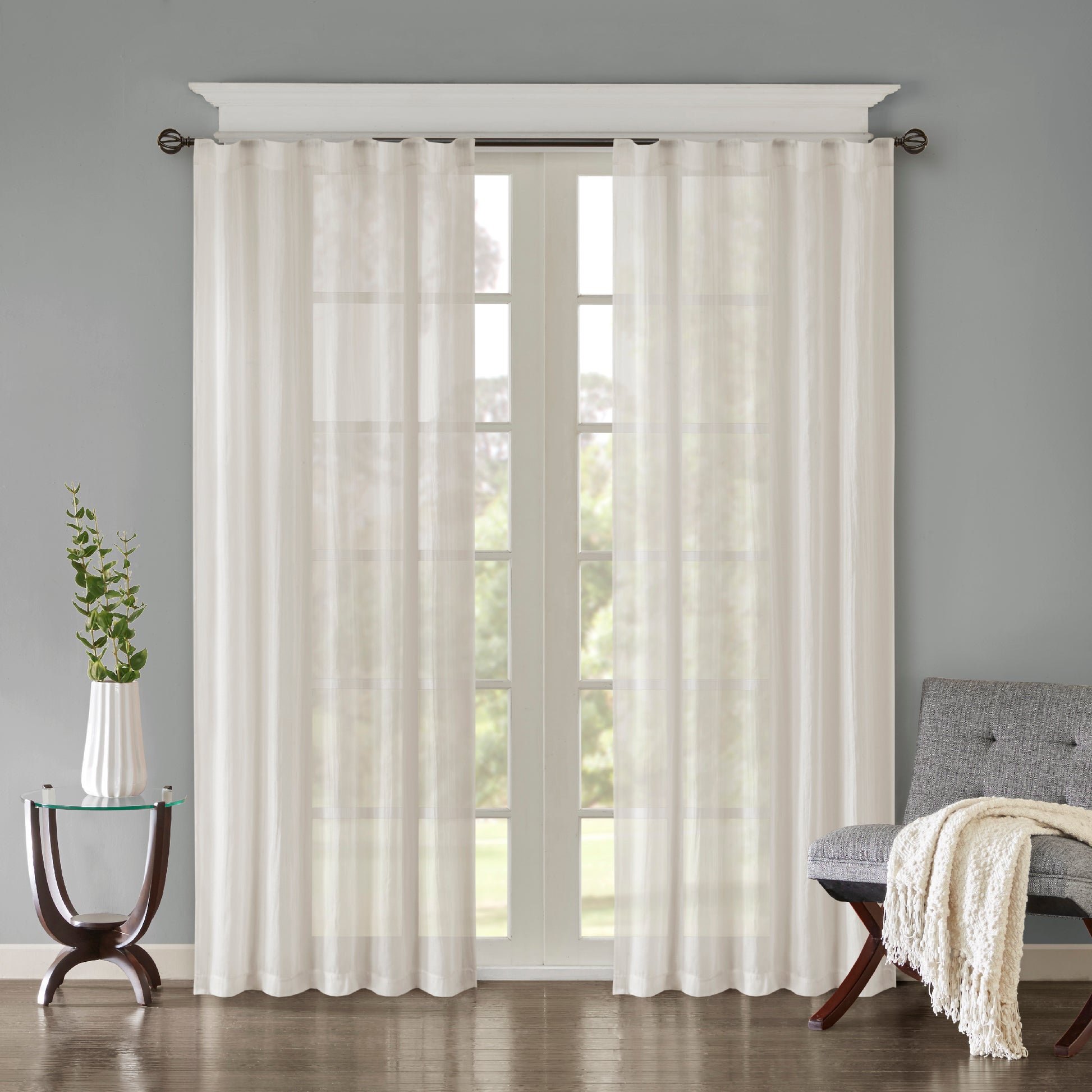 Madison Park Solid Crushed Curtain Panel Pair