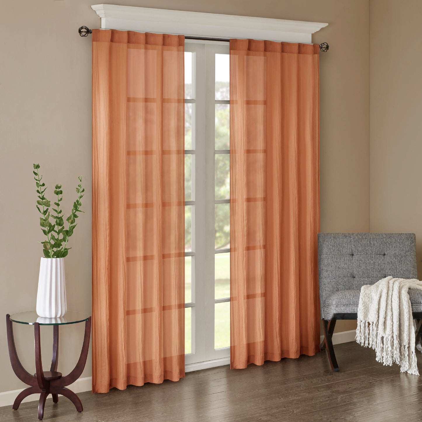 Madison Park Solid Crushed Curtain Panel Pair
