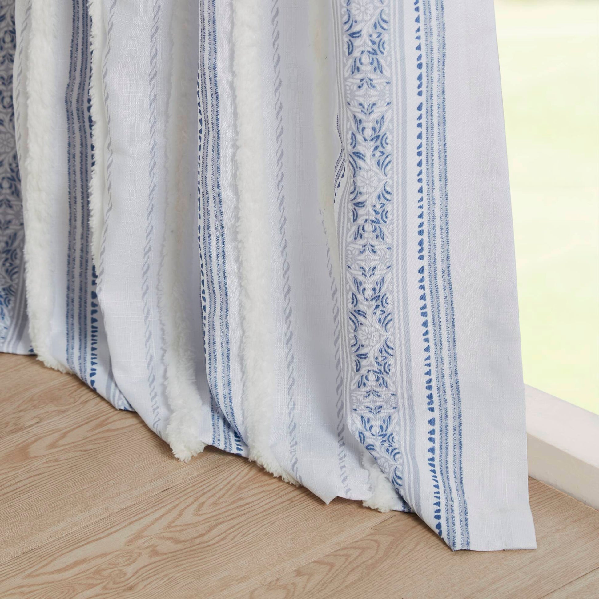 Madison Park Poly Printed Curtain Panel with Tufted Stripe and Lining