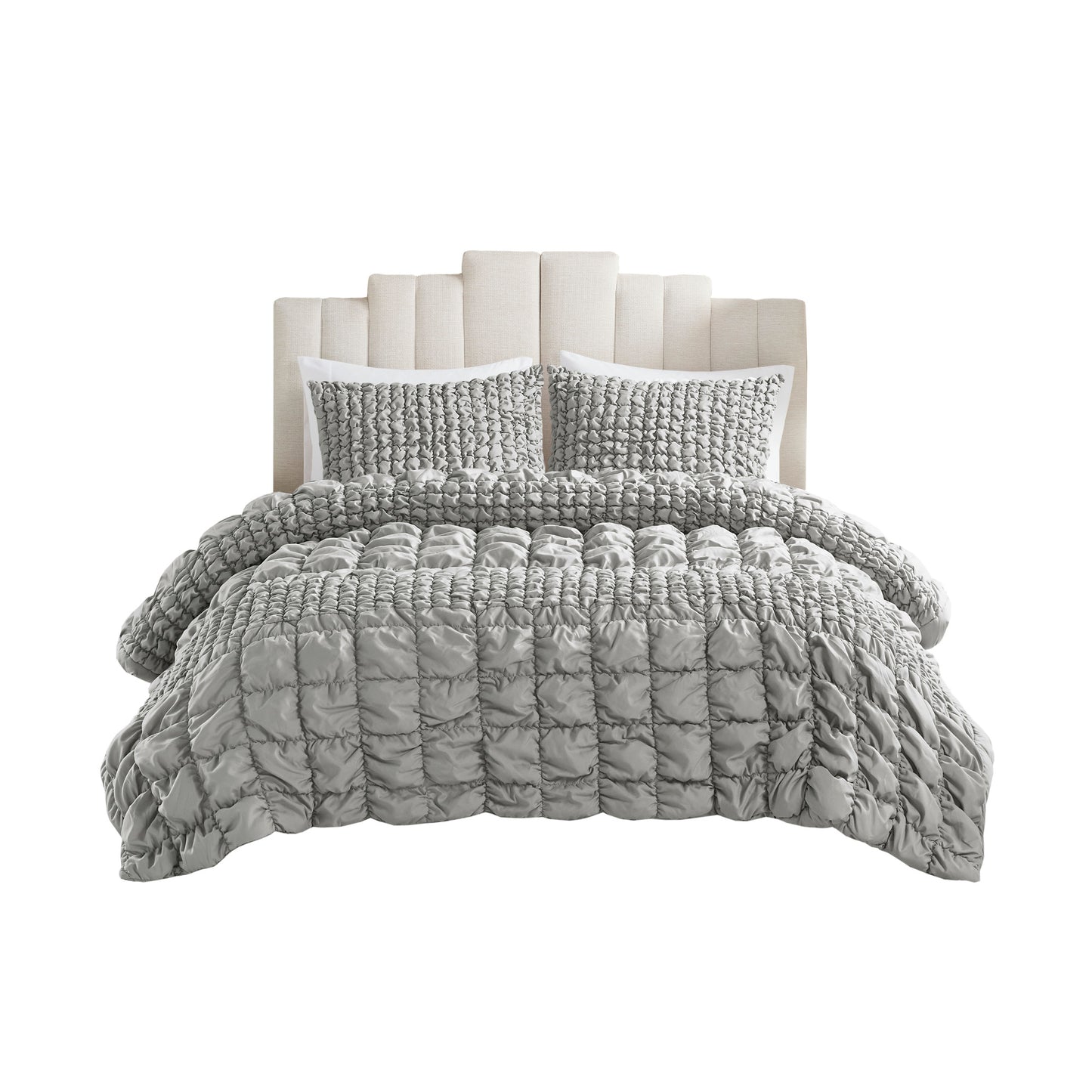 Madison Park 3 Piece Stripe Ruched Comforter Set
