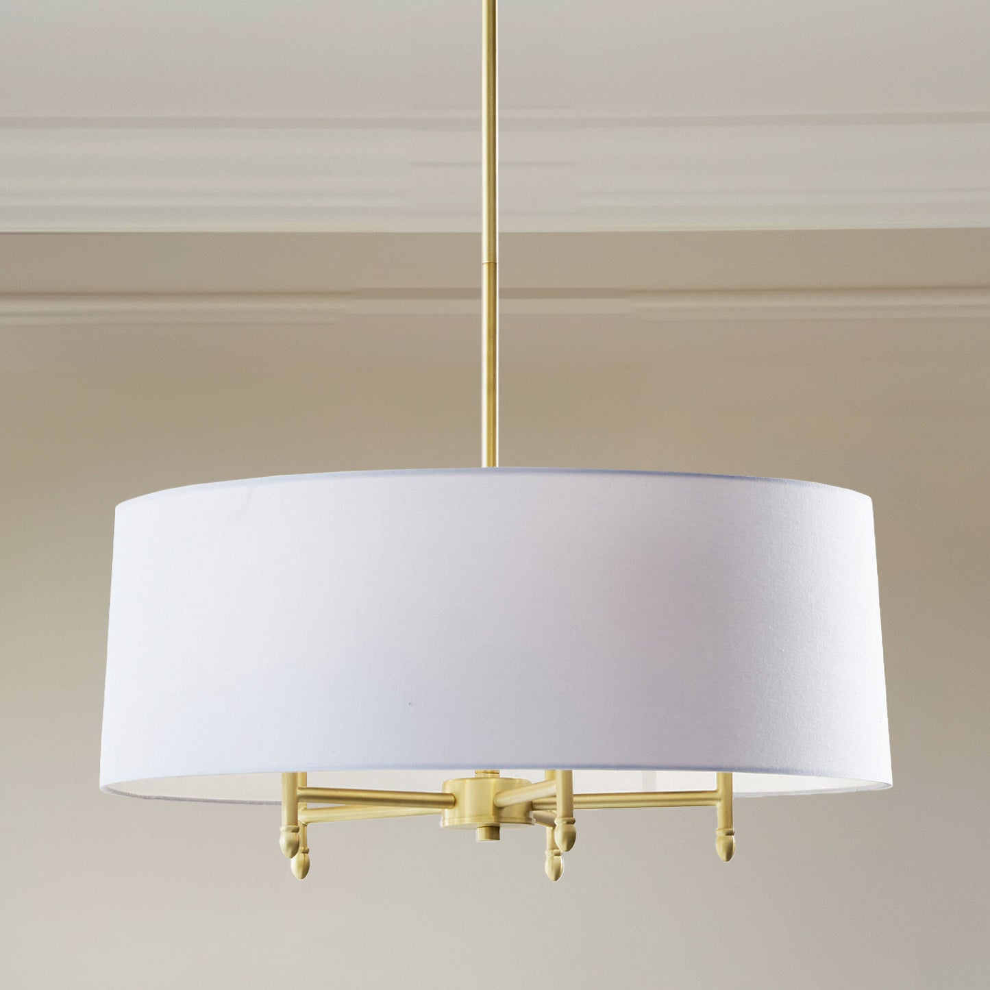 Hampton Hill Presidio 5-Light Dimmable Chandelier with Drum-shaped Fabric Shade & Adjustable Height
