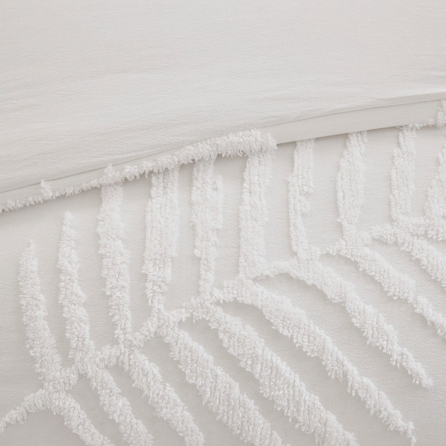 Madison Park 3 Piece Tufted Cotton Chenille Palm Duvet Cover Set