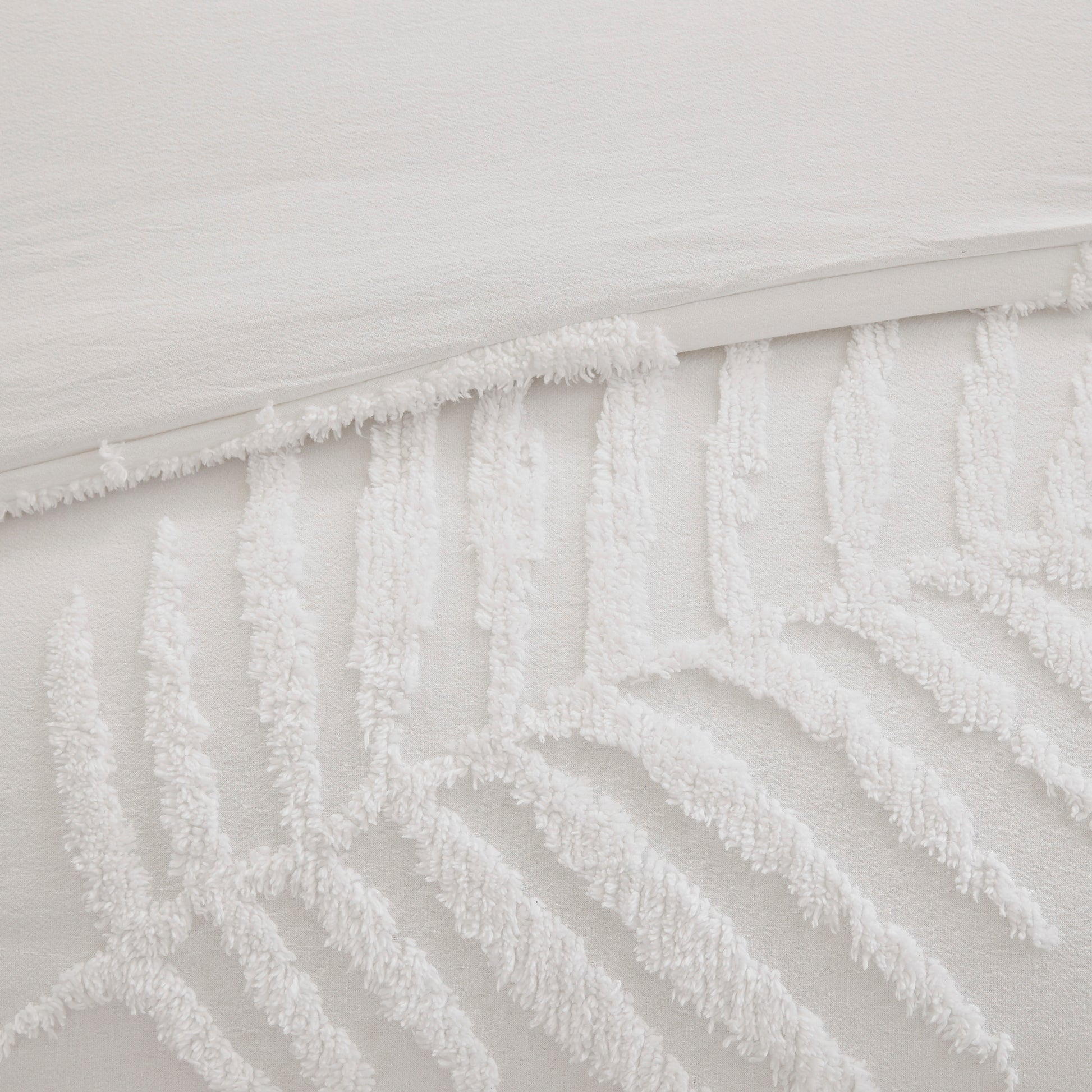 Madison Park 3 Piece Tufted Cotton Chenille Palm Duvet Cover Set
