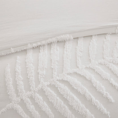 Madison Park 3 Piece Tufted Cotton Chenille Palm Duvet Cover Set