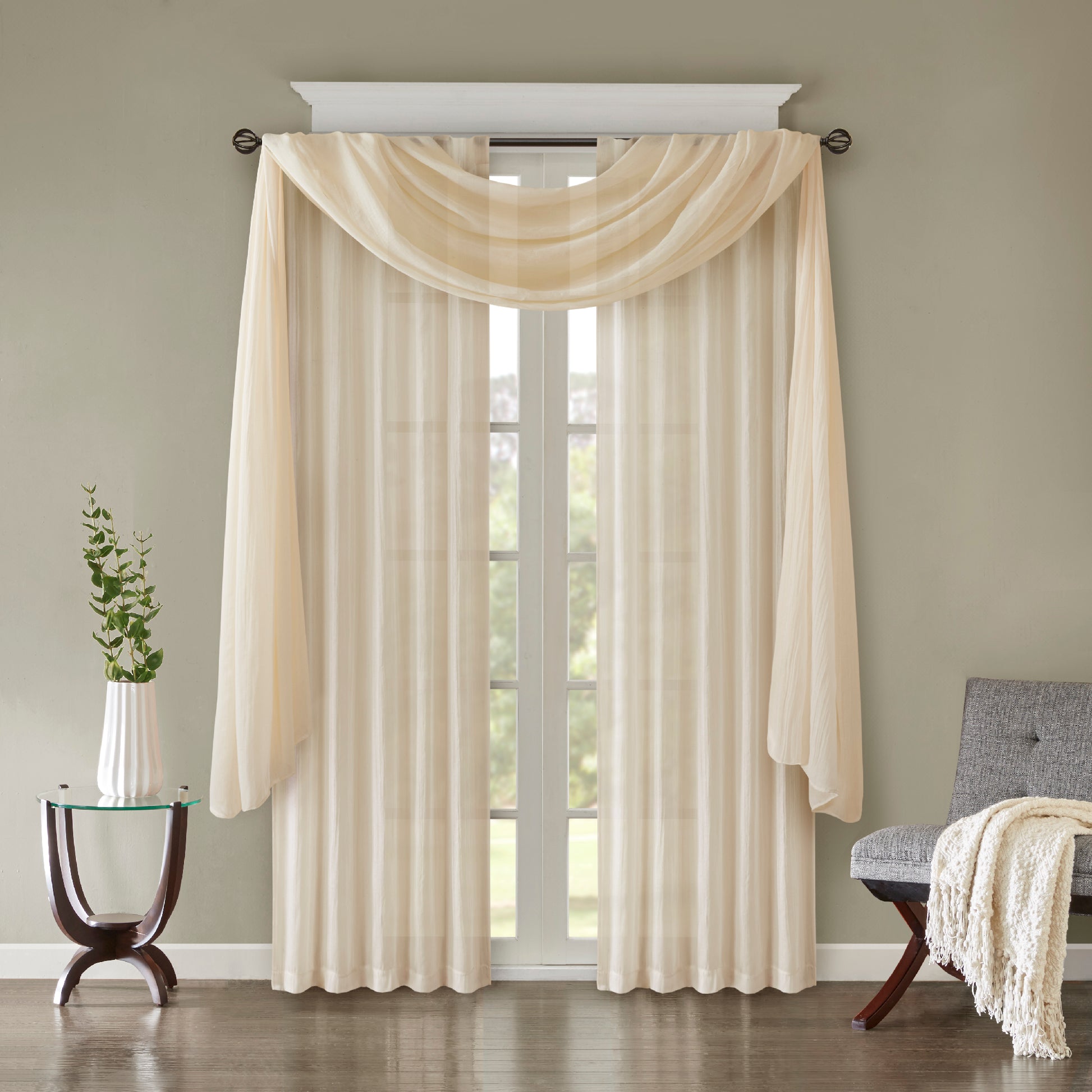 Madison Park Solid Crushed Curtain Panel Pair