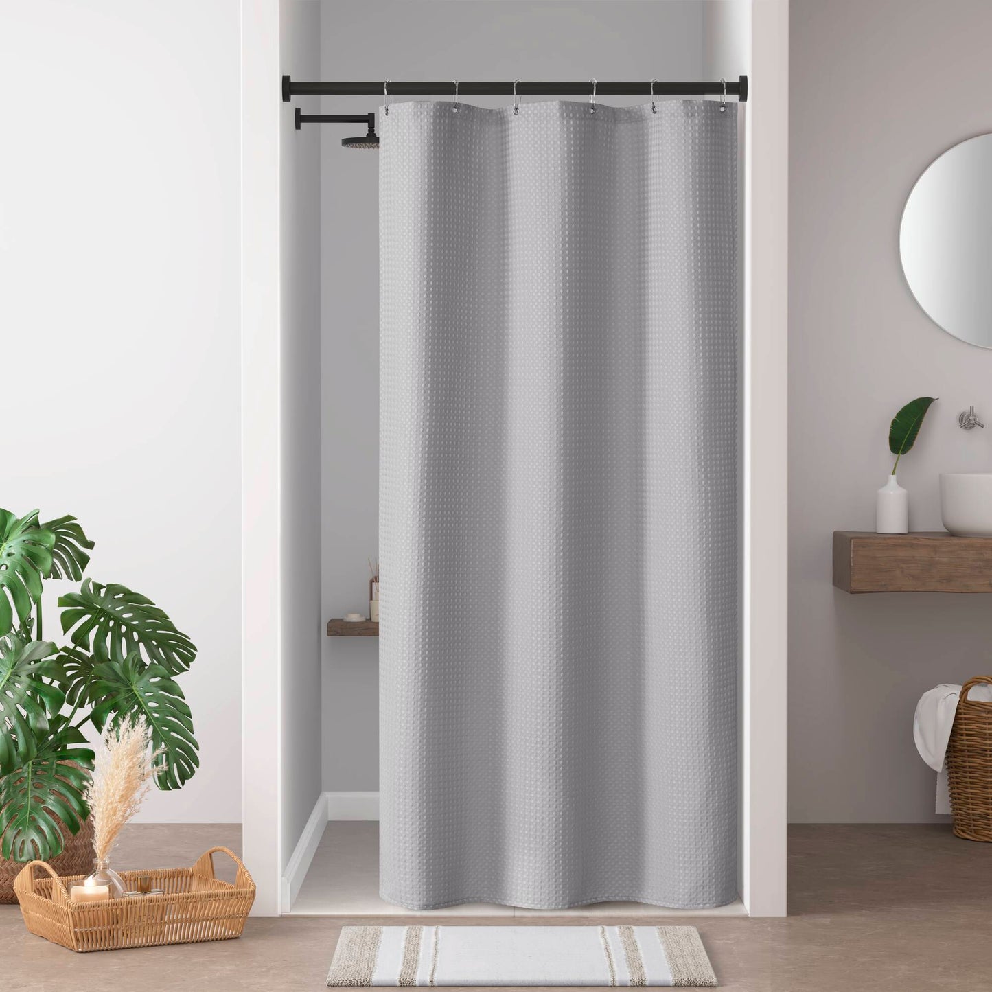 Madison Park Waffle Shower Curtain