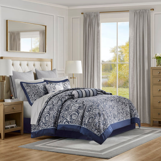 Madison Park 12 Piece Comforter Set with Cotton Bed Sheets