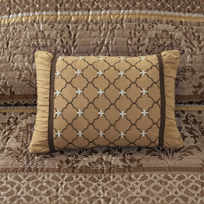 Madison Park 6 Piece Jacquard Quilt Set with Throw Pillows