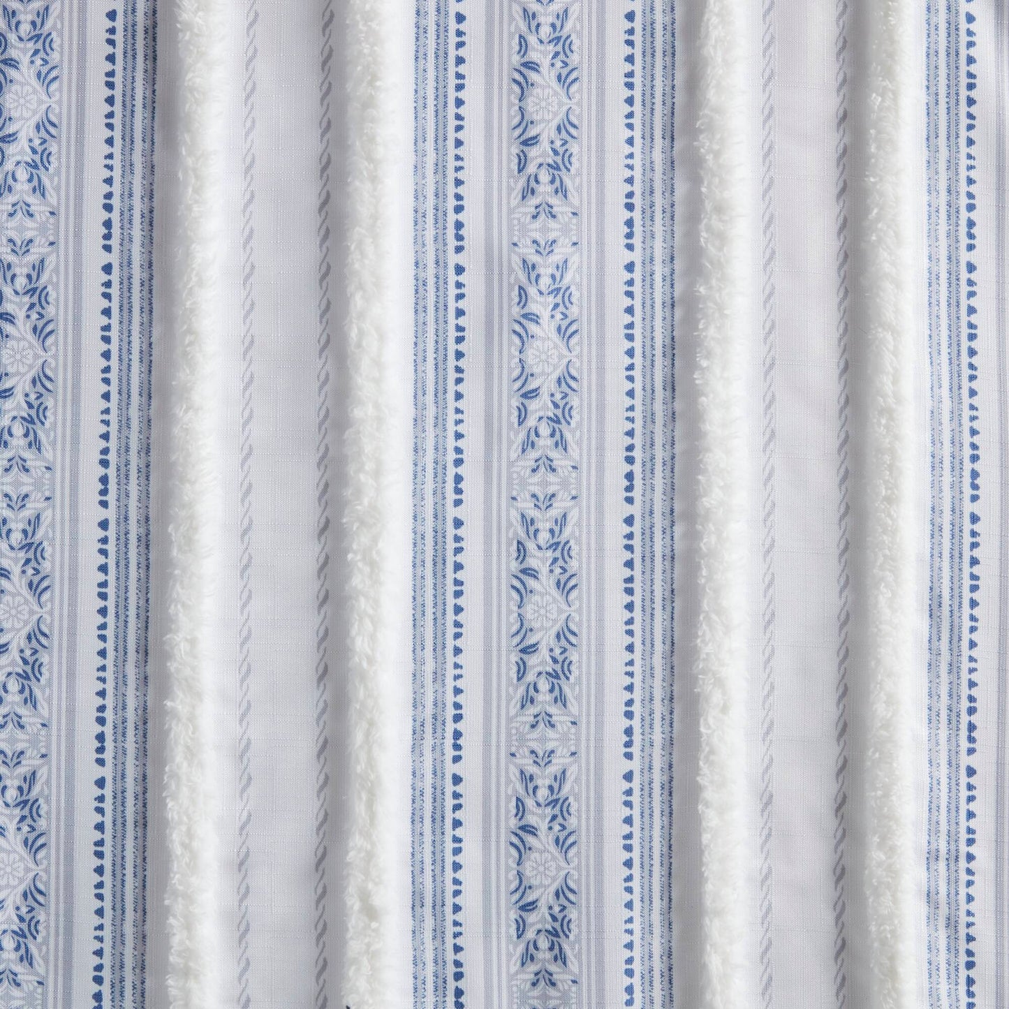 Madison Park Poly Printed Curtain Panel with Tufted Stripe and Lining