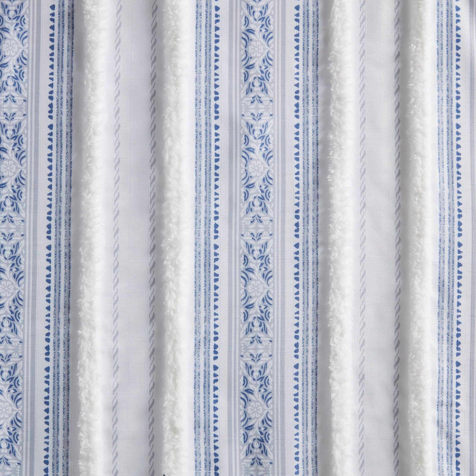 Madison Park Poly Printed Curtain Panel with Tufted Stripe and Lining