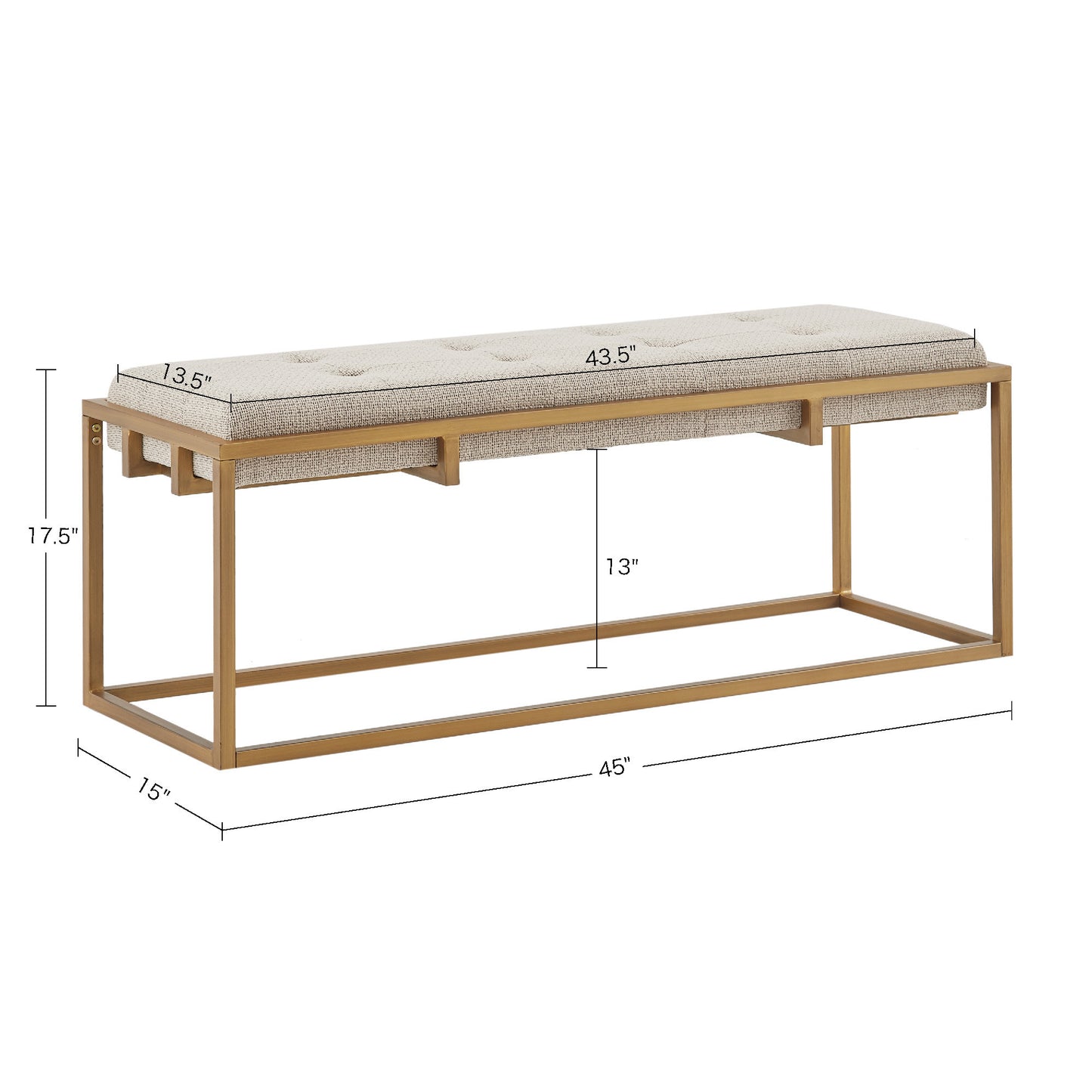 Madison Park Button-tufted Upholstered Metal Base Accent Bench