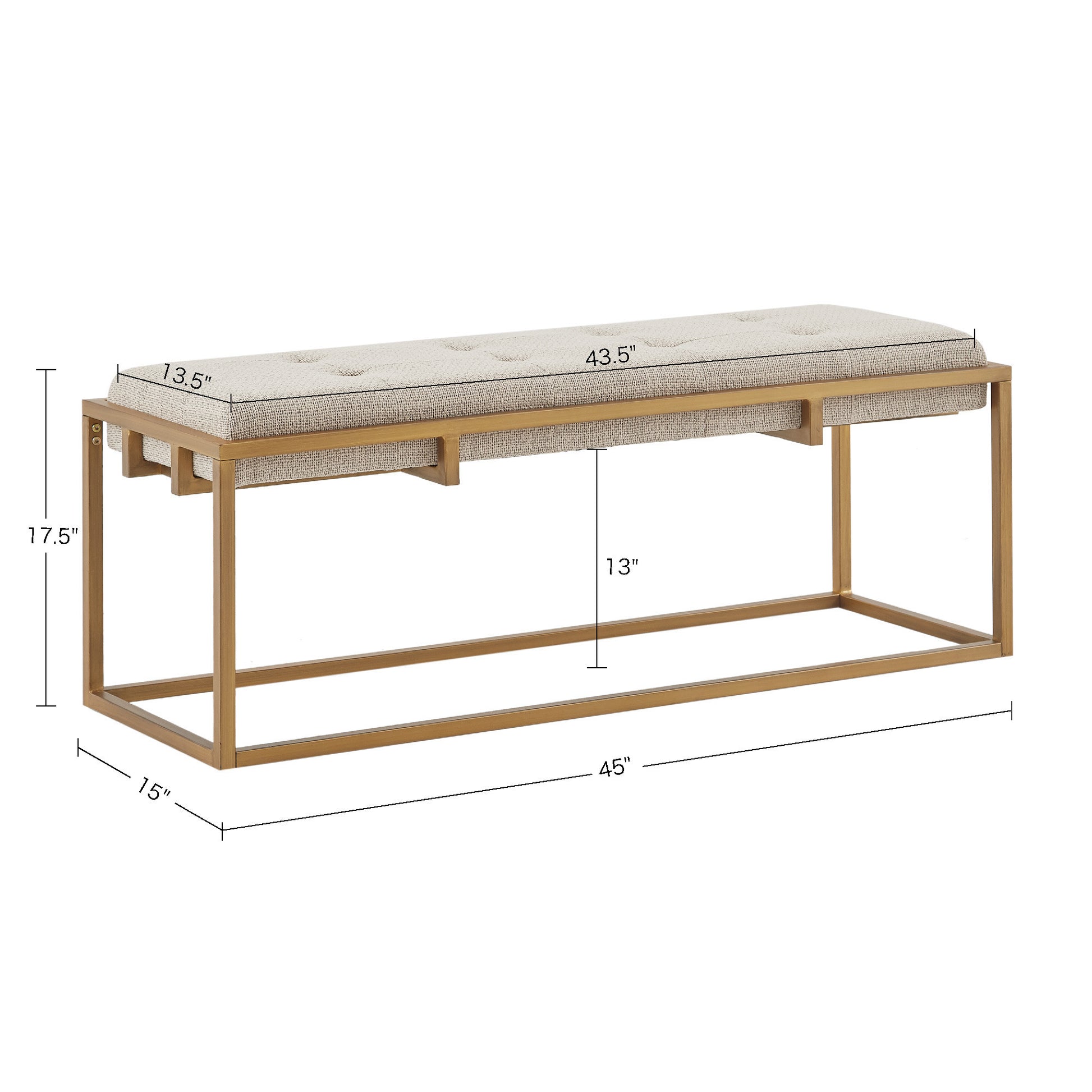 Madison Park Button-tufted Upholstered Metal Base Accent Bench