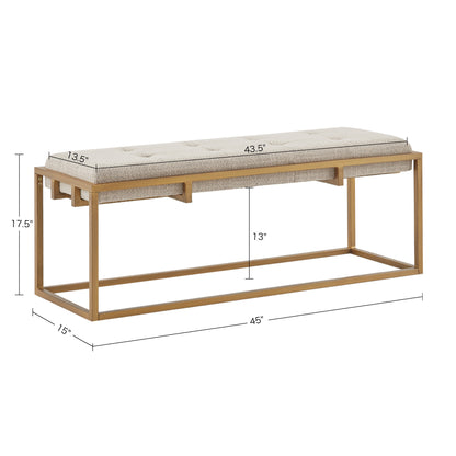 Madison Park Button-tufted Upholstered Metal Base Accent Bench