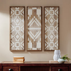 Mandal Panel Two-tone Geometric 3-piece Wood Wall Decor Set