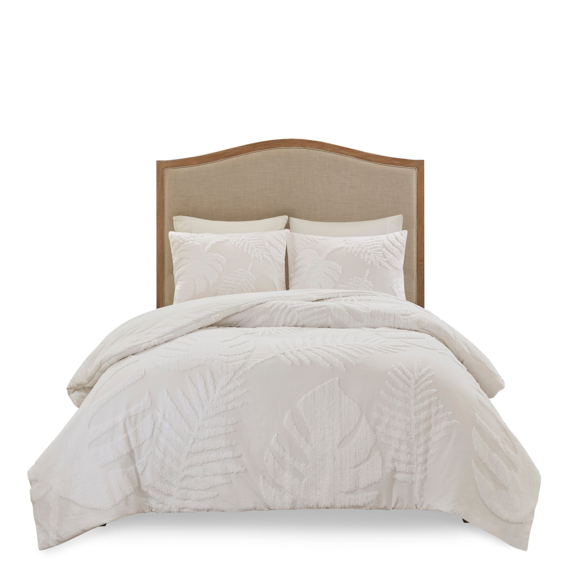 Madison Park 3 Piece Tufted Cotton Chenille Palm Duvet Cover Set