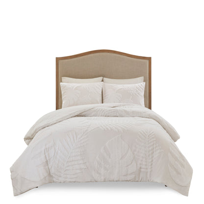 Madison Park 3 Piece Tufted Cotton Chenille Palm Duvet Cover Set
