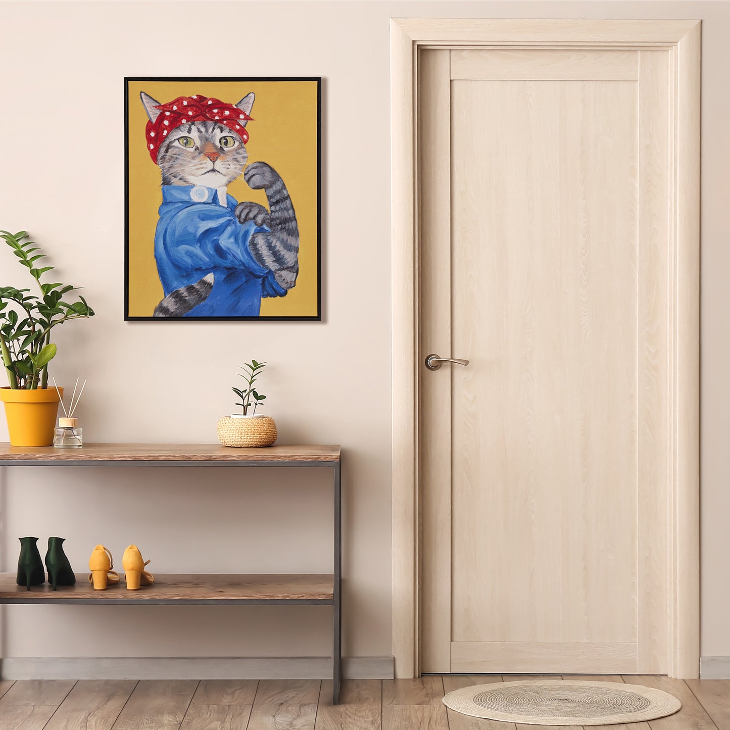 Madison Park Rosie the Feline Framed Canvas Wall Art